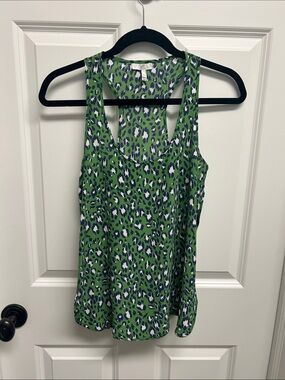 Joie Green Leopard Print Racerback Tank XS